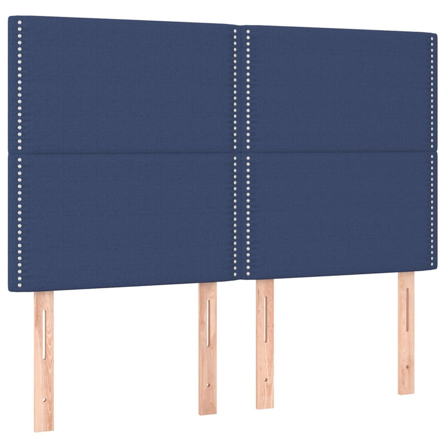 Boxspring Met Matras Stof Blauw 140 x 190 cm Effen met spijkers