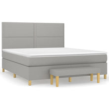 Boxspring Met Matras Stof Lichtgrijs 180 x 200 cm Effen met spijkers