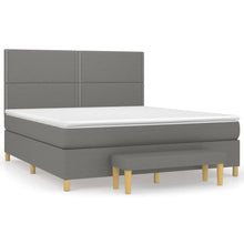 Boxspring Met Matras Stof Donkergrijs 180 x 200 cm Effen met spijkers