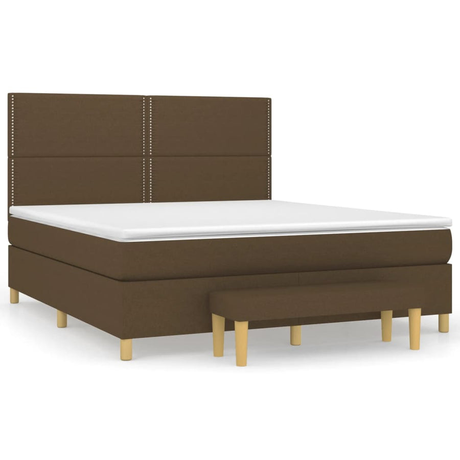Boxspring Met Matras Stof 180 x 200 cm Donkerbruin