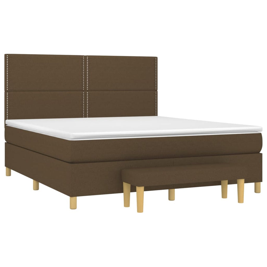 Boxspring Met Matras Stof 180 x 200 cm Donkerbruin