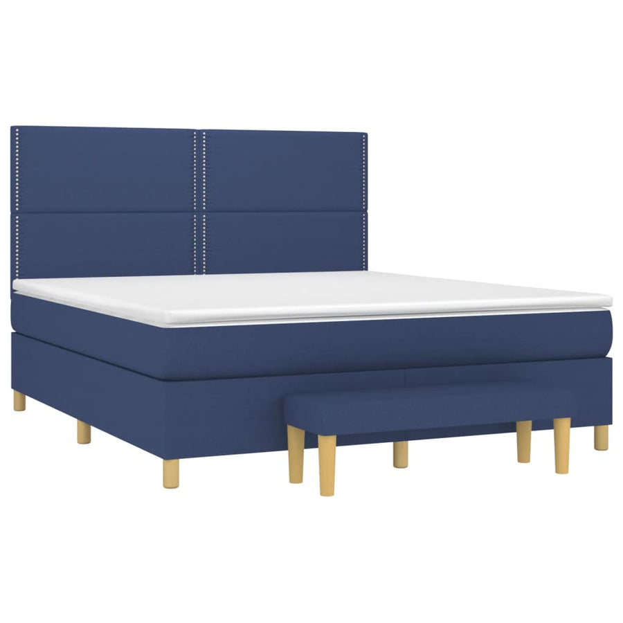 Boxspring Met Matras Stof Blauw 180 x 200 cm Effen met spijkers