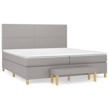 Boxspring Met Matras Stof Lichtgrijs 200 x 200 cm Effen met spijkers