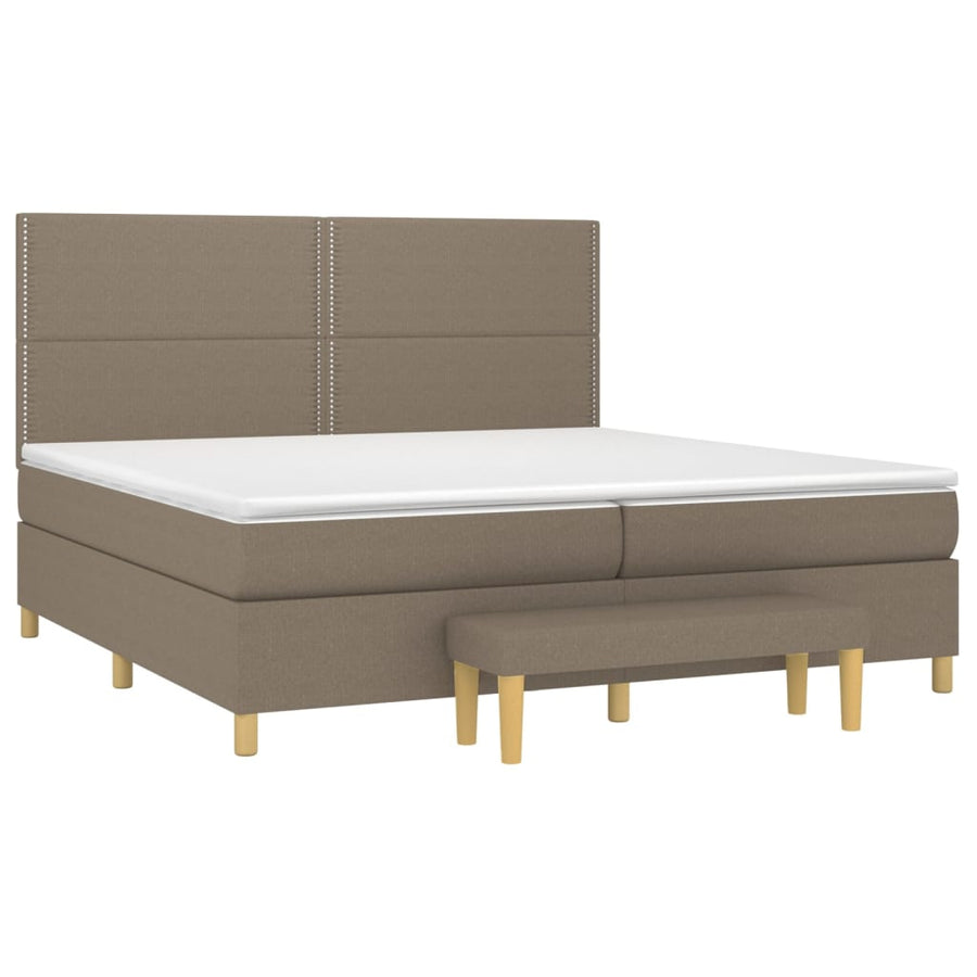 Boxspring Met Matras Stof Taupe 200 x 200 cm Effen met spijkers