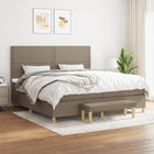 Box spring with taupe fabric mattress 200x200 cm