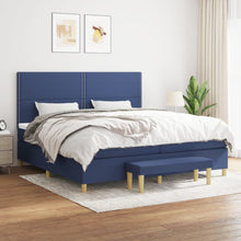 Boxspring Met Matras Stof Blauw 200 x 200 cm Effen met spijkers