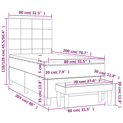 Boxspring Met Matras Stof Zwart 80 x 200 cm Blok met vierkanten