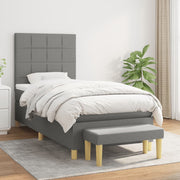 Boxspring met matras donkergrijs 90x200 cm