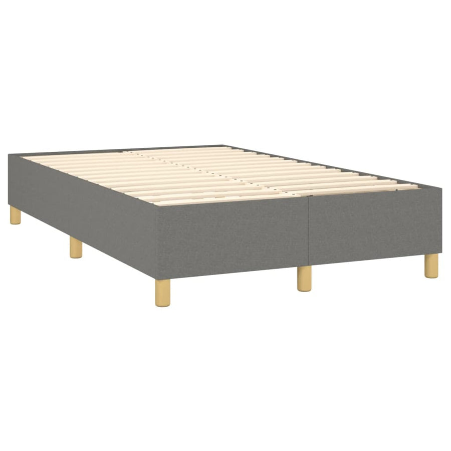 Boxspring Met Matras Stof Donkergrijs 120 x 200 cm Blok met vierkanten
