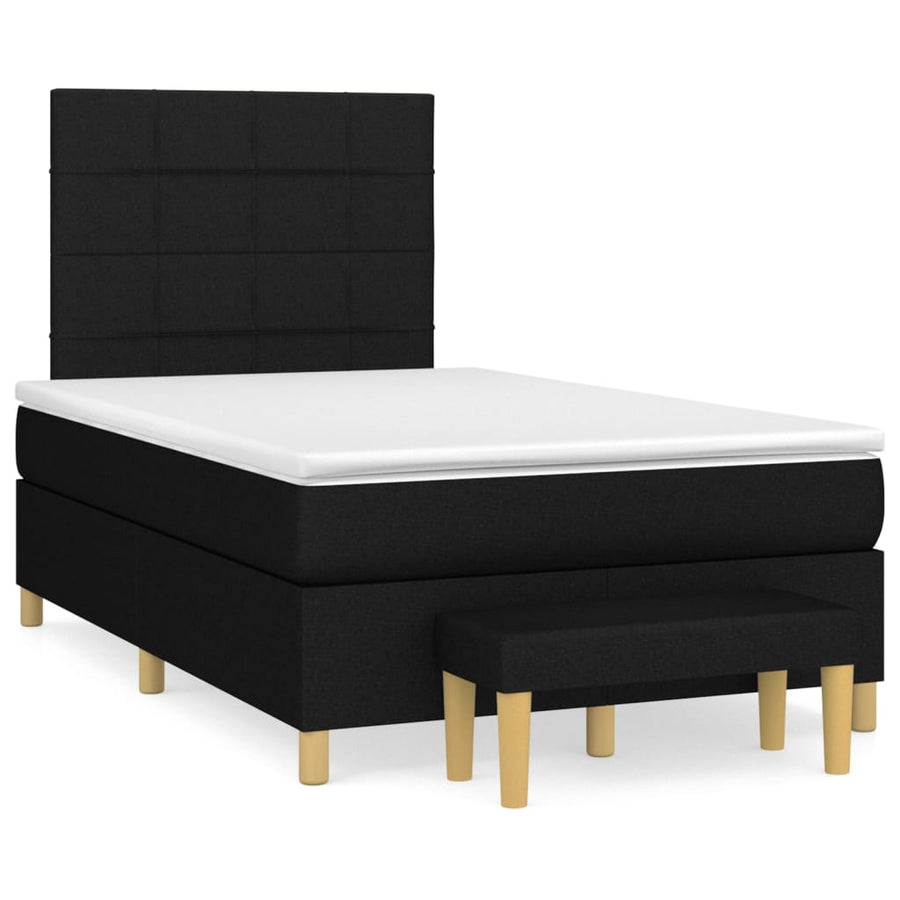 Boxspring Met Matras Stof Zwart 120 x 200 cm Blok met vierkanten