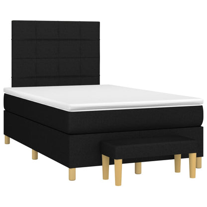 Boxspring Met Matras Stof Zwart 120 x 200 cm Blok met vierkanten