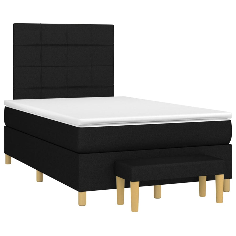 Boxspring Met Matras Stof Zwart 120 x 200 cm Blok met vierkanten