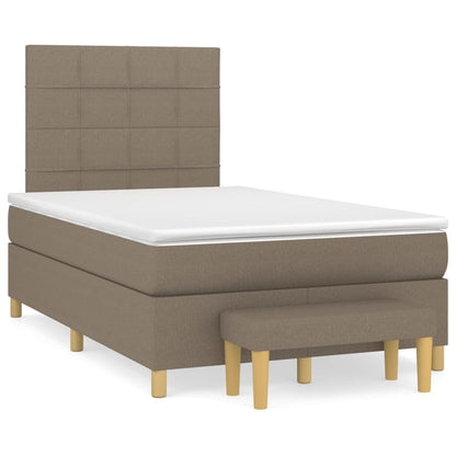 Boxspring Met Matras Stof Taupe 120 x 200 cm Blok met vierkanten