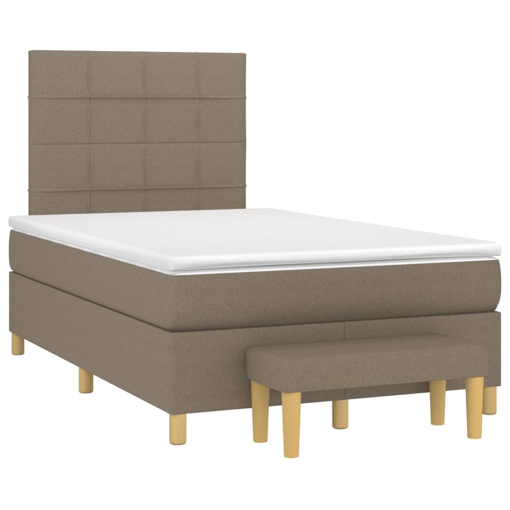 Boxspring Met Matras Stof Taupe 120 x 200 cm Blok met vierkanten