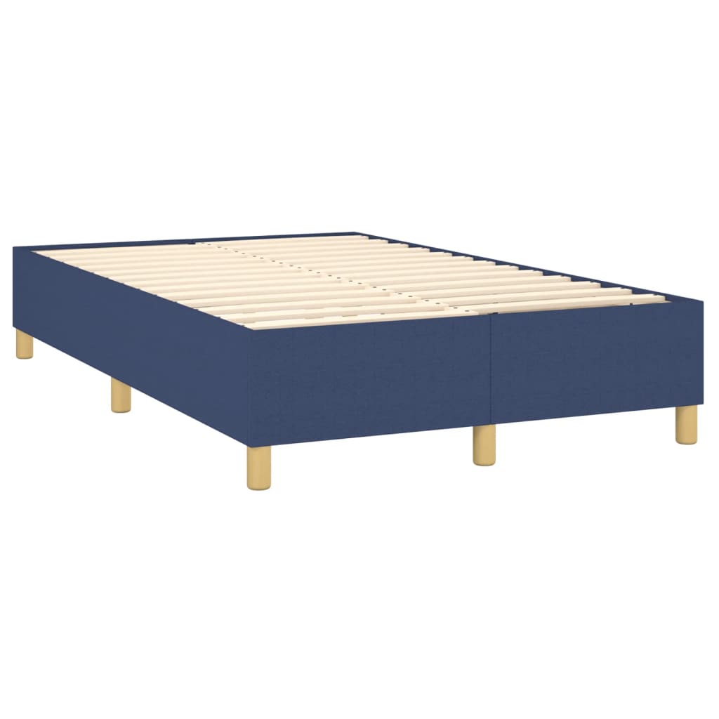 Boxspring Met Matras Stof Blauw 120 x 200 cm Blok met vierkanten