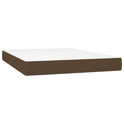 Boxspring Met Matras Stof Donkerbruin 140 x 190 cm Blok met vierkanten