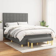 Boxspring met matras 140x200 cm donkergrijs stof