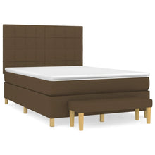 Boxspring Met Matras Stof Donkerbruin 140 x 200 cm Blok met vierkanten