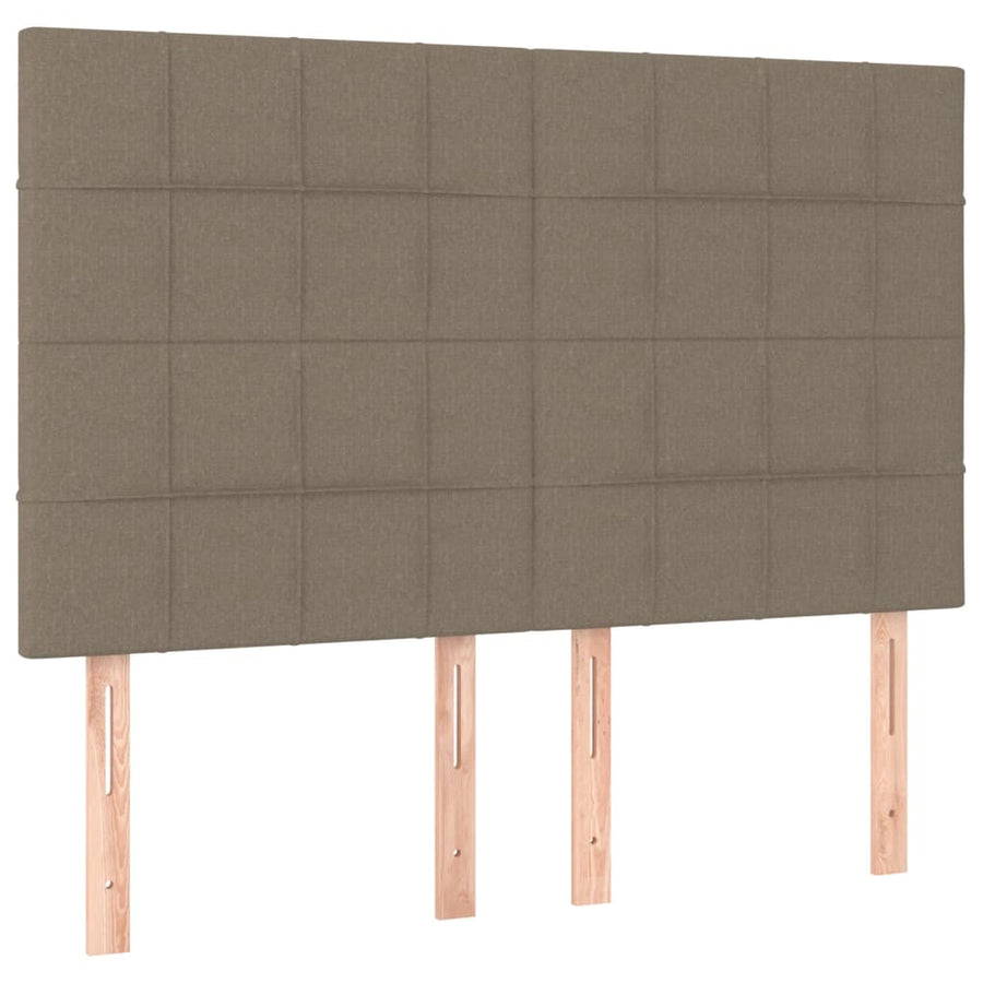 Boxspring Met Matras Stof Taupe 140 x 200 cm Blok met vierkanten