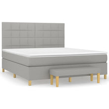 Boxspring Met Matras Stof Lichtgrijs 160 x 200 cm Blok met vierkanten