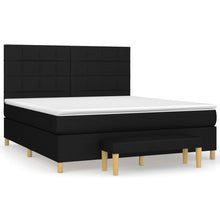 Boxspring Met Matras Stof Zwart 160 x 200 cm Blok met vierkanten