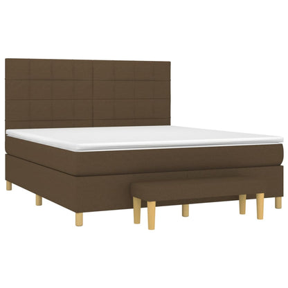 Boxspring met matras stof donkerbruin 160x200 cm