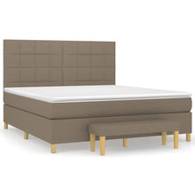 Boxspring Met Matras Stof Taupe 160X200 Cm Taupe 160 x 200 cm Blok met vierkanten