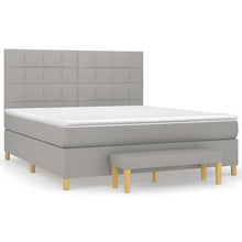 Boxspring Met Matras Stof Lichtgrijs 180 x 200 cm Blok met vierkanten