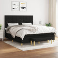 Boxspring met matras stof zwart 180x200 cm