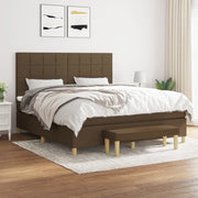 Box spring with mattress dark brown fabric 180x200 cm