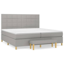 Boxspring Met Matras Stof Lichtgrijs 200 x 200 cm Blok met vierkanten