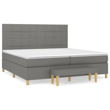 Boxspring Met Matras Stof Donkergrijs 200 x 200 cm Blok met vierkanten