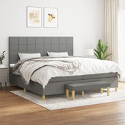 Boxspring met matras donkergrijs 200x200 cm