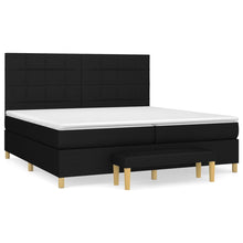 Boxspring Met Matras Stof Zwart 200 x 200 cm Blok met vierkanten