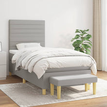 Boxspring Met Matras Stof Lichtgrijs 80 x 200 cm Horizontale strepen