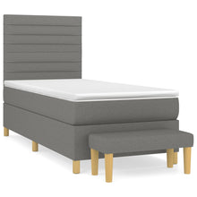 Boxspring Met Matras Stof Donkergrijs 80 x 200 cm Horizontale strepen
