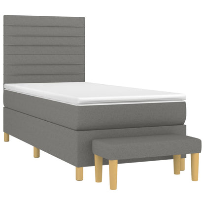 Boxspring Met Matras Stof Donkergrijs 80 x 200 cm Horizontale strepen