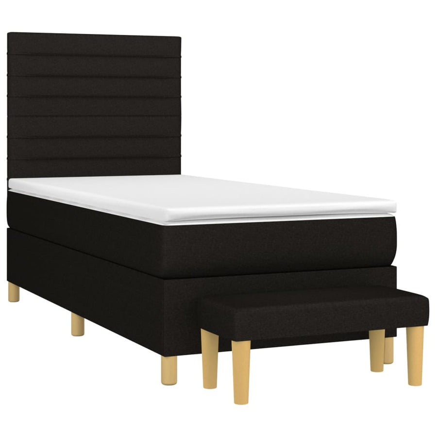 Boxspring Met Matras Stof Zwart 80 x 200 cm Horizontale strepen