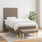 Box spring with fabric mattress taupe 80x200 cm