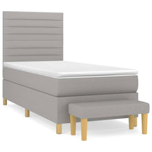 Boxspring Met Matras Stof Lichtgrijs 90 x 190 cm Horizontale strepen