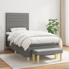 Boxspring Met Matras Stof Donkergrijs 90 x 190 cm Horizontale strepen