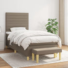 Box spring with fabric mattress taupe 90x190 cm