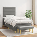 Boxspring met matras stof donkergrijs 100x200 cm