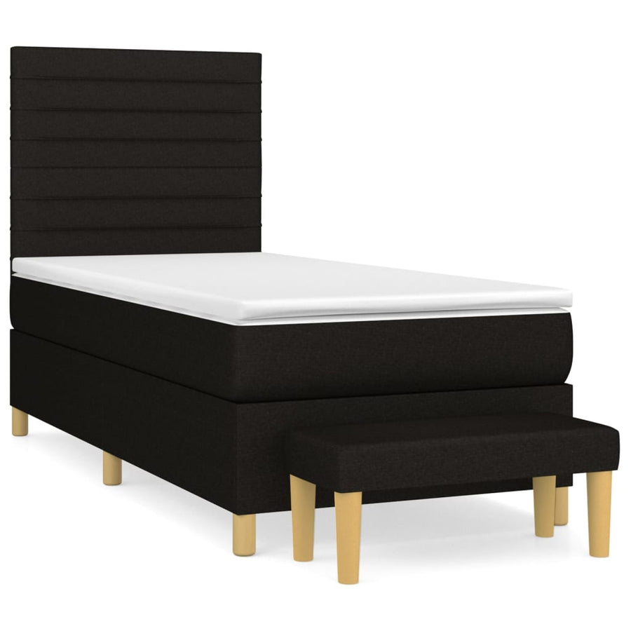 Boxspring Met Matras Stof Zwart 100 x 200 cm Horizontale strepen