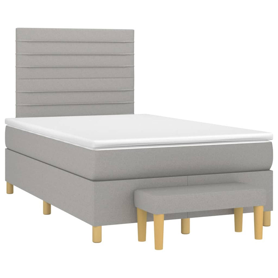Boxspring Met Matras Stof Lichtgrijs 120 x 200 cm Horizontale strepen