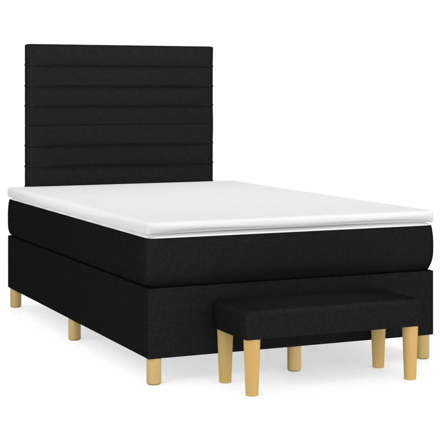 Boxspring Met Matras Stof Zwart 120 x 200 cm Horizontale strepen