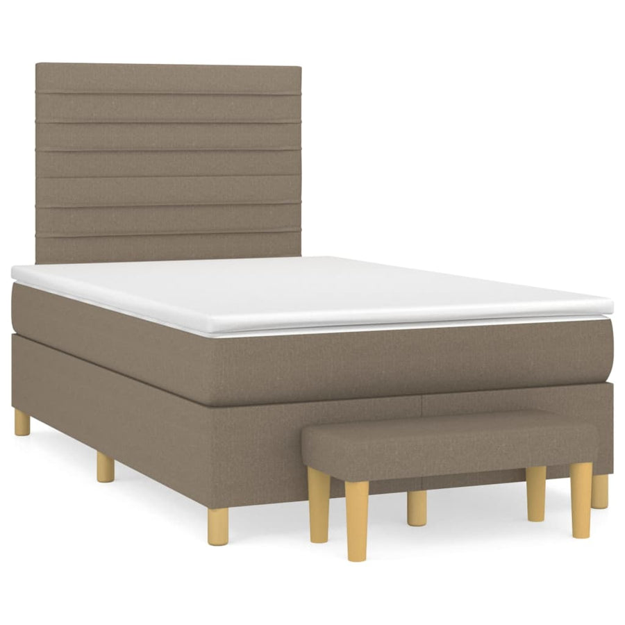 Boxspring Met Matras Stof Taupe 120 x 200 cm Horizontale strepen