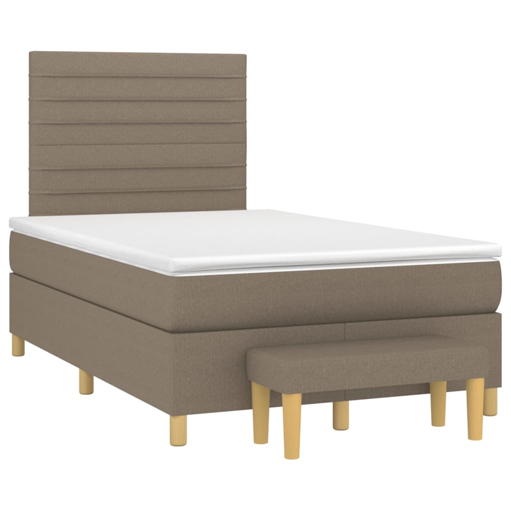 Boxspring Met Matras Stof Taupe 120 x 200 cm Horizontale strepen