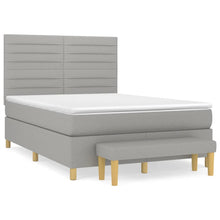 Boxspring Met Matras Stof Lichtgrijs 140 x 190 cm Horizontale strepen