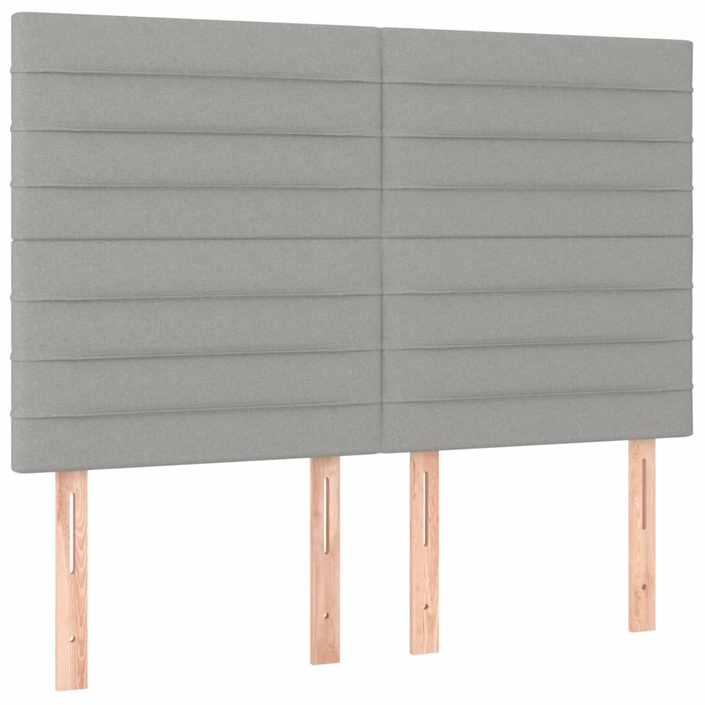 Boxspring Met Matras Stof Lichtgrijs 140 x 190 cm Horizontale strepen
